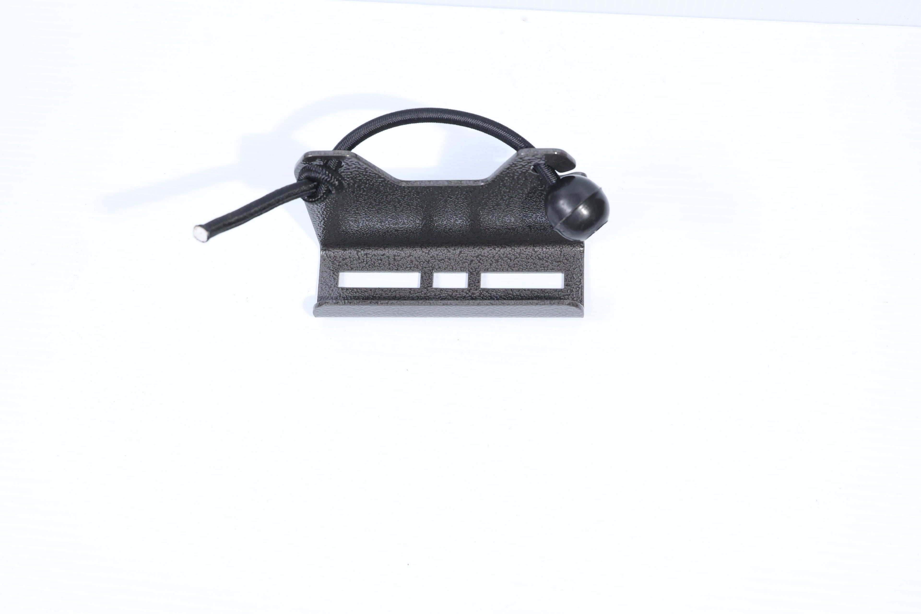Lolo Racks DIY bike rack accessory with rear tire mount, showing metal parts for bike rear wheel attachment and mounting hardware.