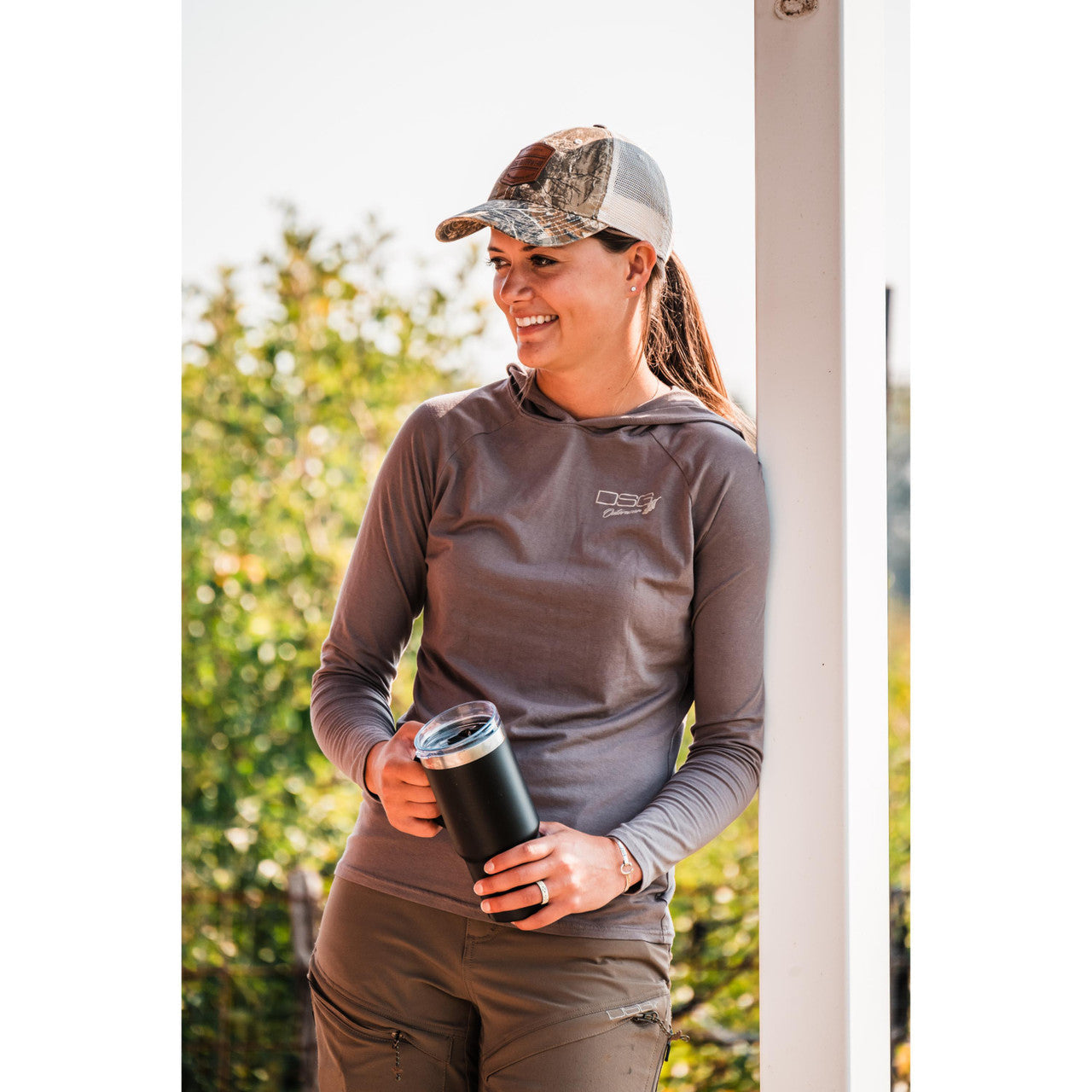 Bamboo hooded shirt by DSG OUTERWEAR with UPF 30+ sun protection, featuring a comfortable fit and natural bamboo fabric.