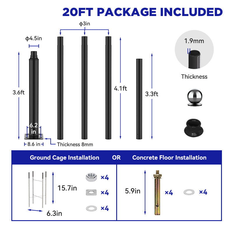 1500W solar street light with 20ft /16ft pole - OVERLANDERS Outfitter
