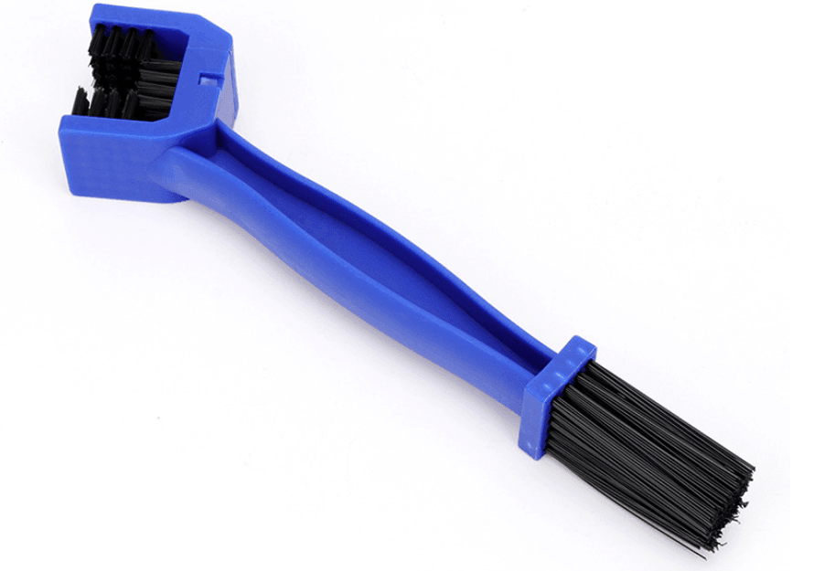 Bean's Moto Booth 360-degree motorcycle chain cleaning brush with multiple bristle sides for thorough chain maintenance.