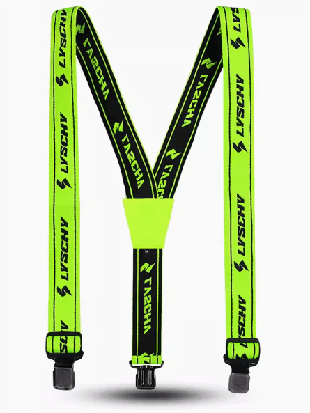 Beige LYSCHY™ motorcycle riding pants suspenders with adjustable straps and metal clips, designed for secure fit.