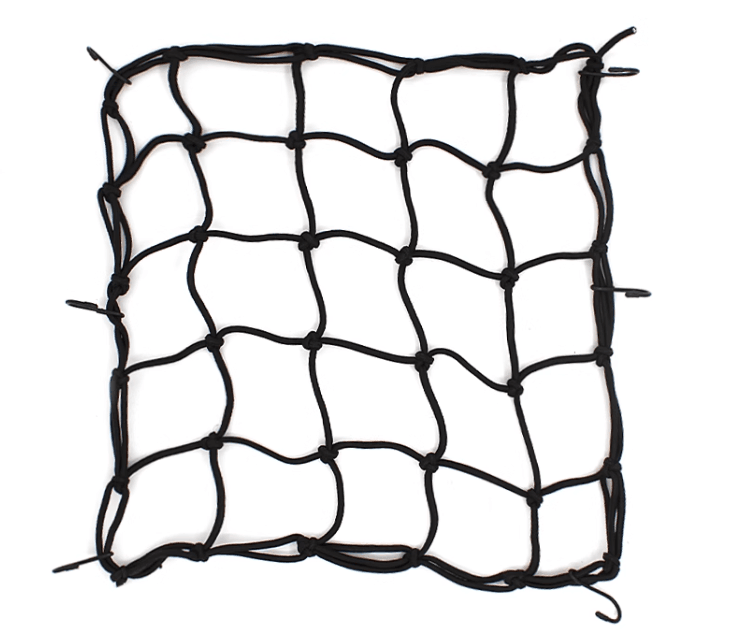 Bean's Moto Booth motorcycle helmet storage net, a durable tool for securing helmets on bikes or in garages.