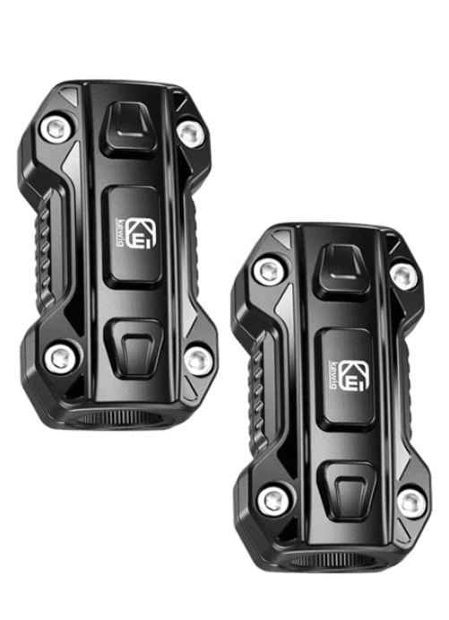 Motorcycle crash bar protection buffer block from Bean's Moto Booth, designed to shield motorcycle frame and engine during falls.
