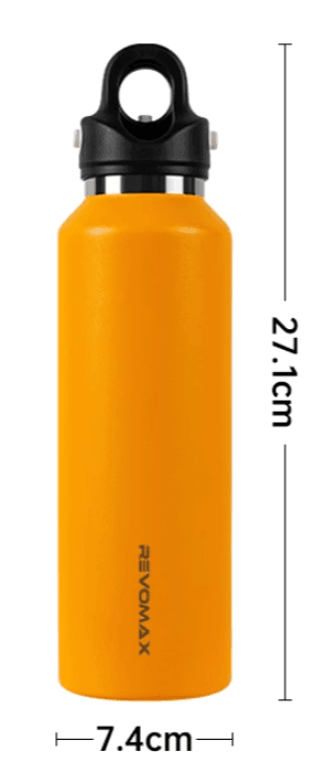 Bean's Moto Booth REVOMAX™ one-handed opening motorcycle travel thermos with black body and ergonomic design.