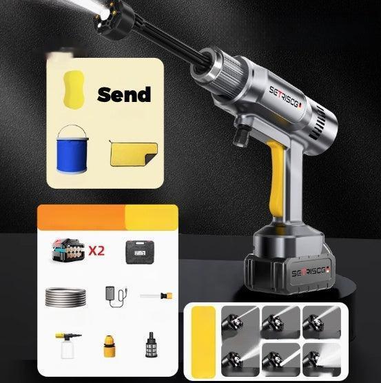 Bean's Moto Booth SETRISCG™ cordless high-pressure vehicle wash machine for motorcycles, with a compact design and ergonomic handle.