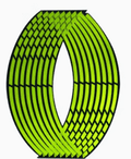 Neon green reflective rim tape for motorcycles, designed to enhance visibility and style on bike wheels.