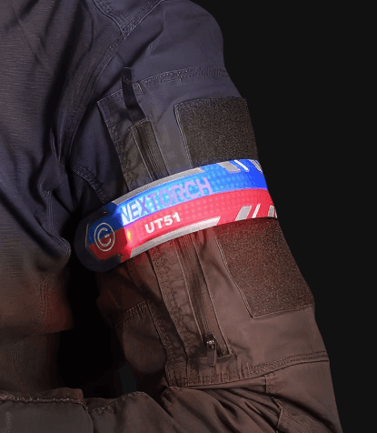 NEXTORCH Slap-on Strobe Alert Armband for motorcycle accessories, featuring bright LED lights and adjustable strap for visibility.