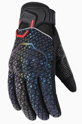 VEMAR™ Night Elf reflective motorcycle gloves with black and neon accents, designed for visibility and safety while riding.