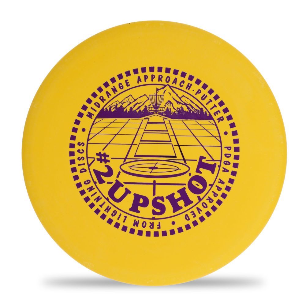 Gotta Go Gotta Throw Lightning Sure Grip #2 Upshot Putter golf disc with textured grip and brand logo on top, designed for precise putting.