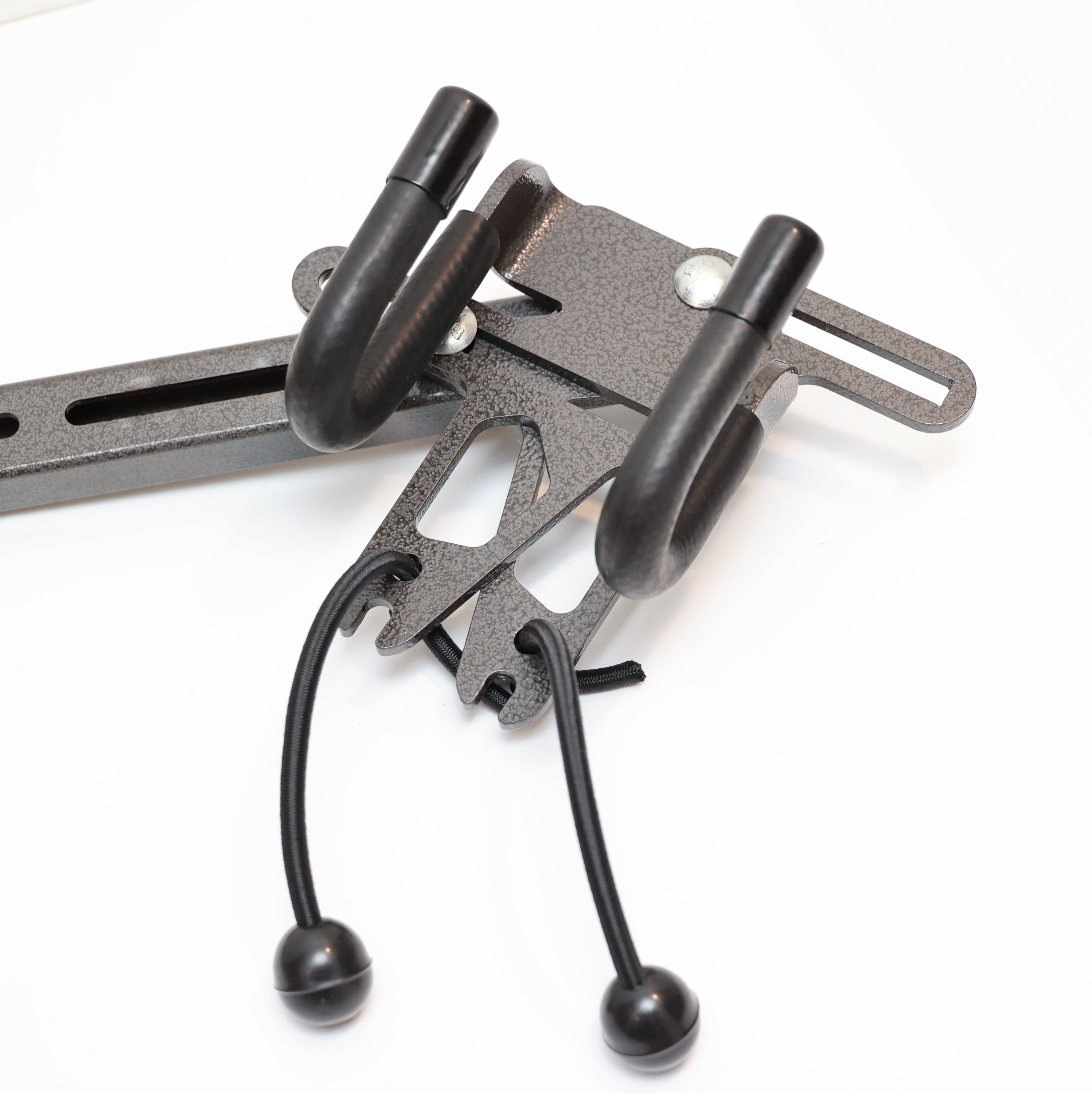 Lolo Racks DH Bike and E Bike compatible attachment carrier, DIY rack accessory with metal mounting hardware and adjustable straps.