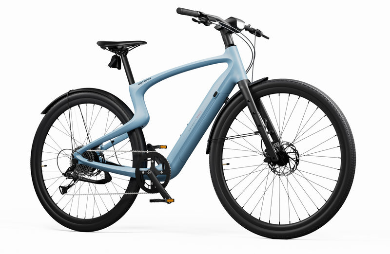 Rex E-Bikes Urtopia CARBON 1 PRO e-bike with sleek black frame, handlebars, and modern design for urban riding.