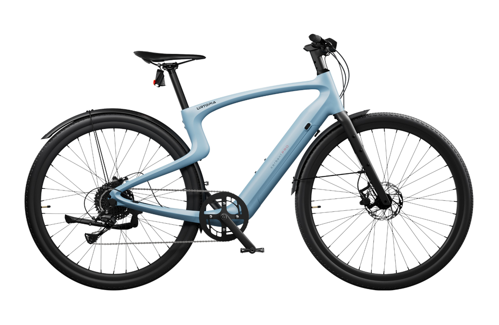 Rex E-Bikes Urtopia CARBON 1 PRO e-bike with carbon frame, sleek design, and advanced electronic components.