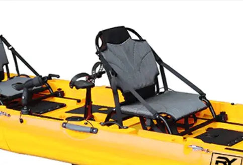 ReelYaks modular kayak middle expansion section for converting a solo kayak to tandem, shown in a clear outdoor setting.
