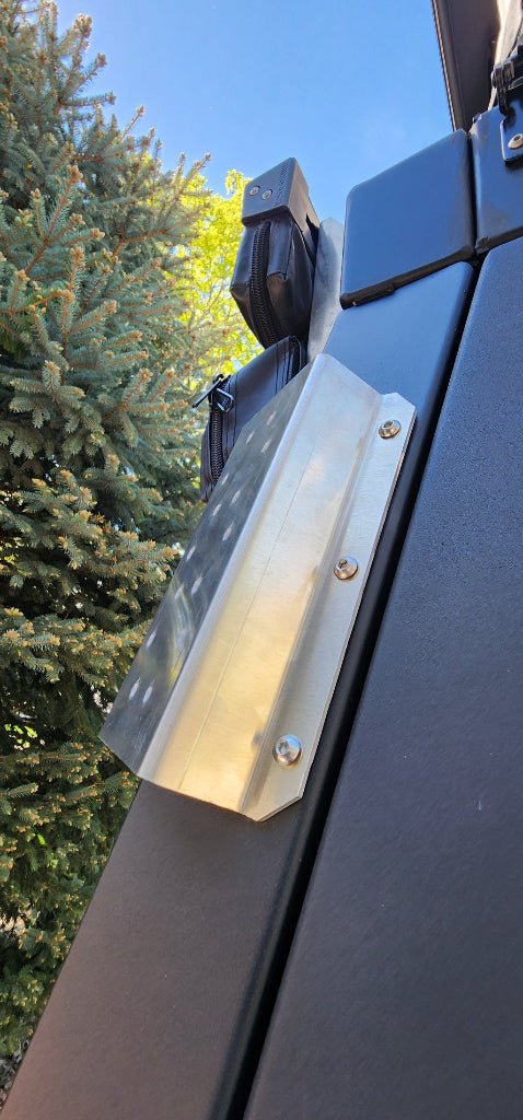 Ambidextrous Mount bracket for 5lb and 11lb propane tanks, designed for camping and hiking, by Muddy River Outdoors.