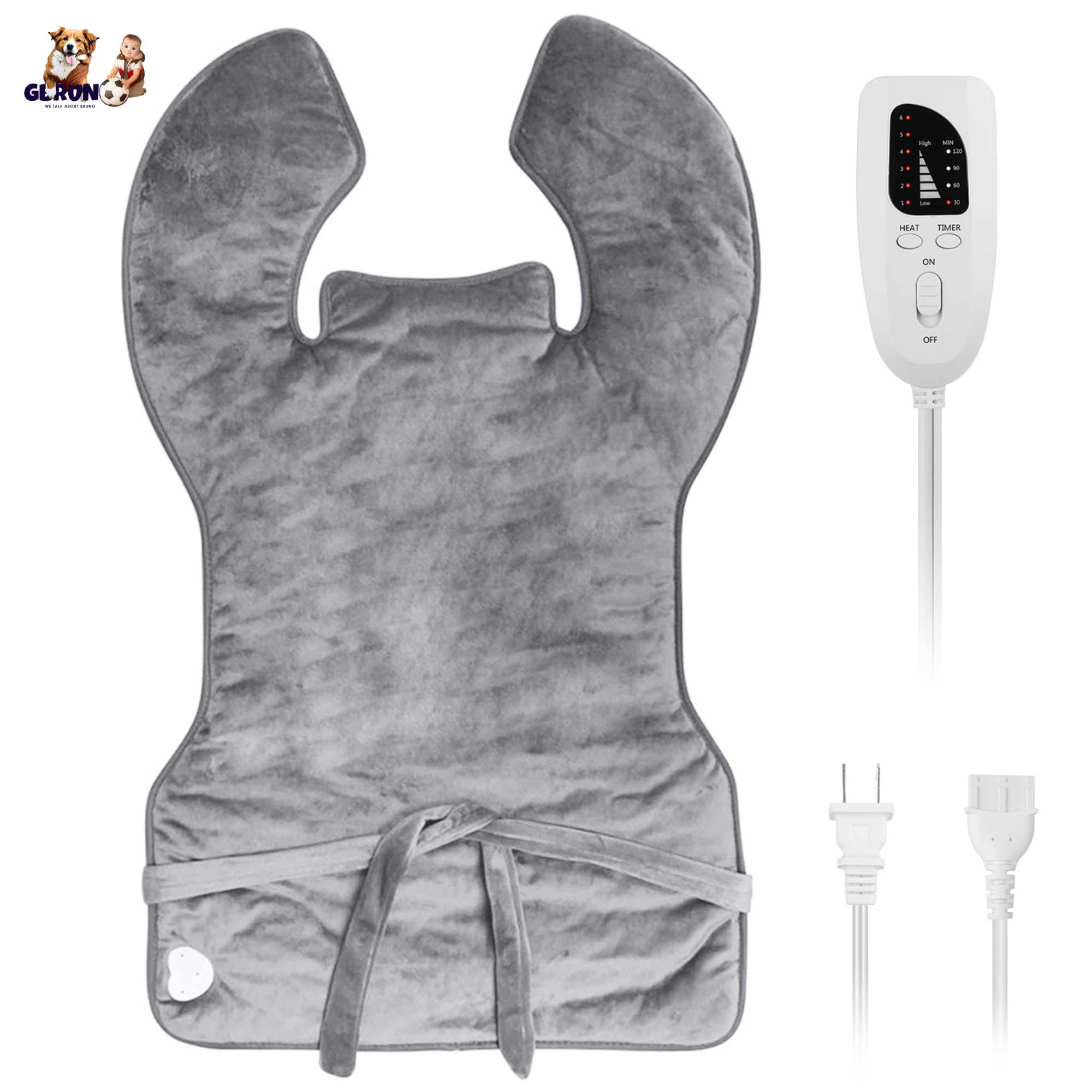 36.6x22in Electric Heating Wrap for Neck Shoulder Fast Heating Pad Mat Heated Neck Wrap for Back Pain Relief with 6 Temperature Settings 4 Timer Modes - OVERLANDERS Outfitter