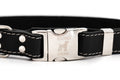 Bestseller Euro-Dog Collars midnight black leather dog collar with metal buckle and quick-release clasp, quality leather design.