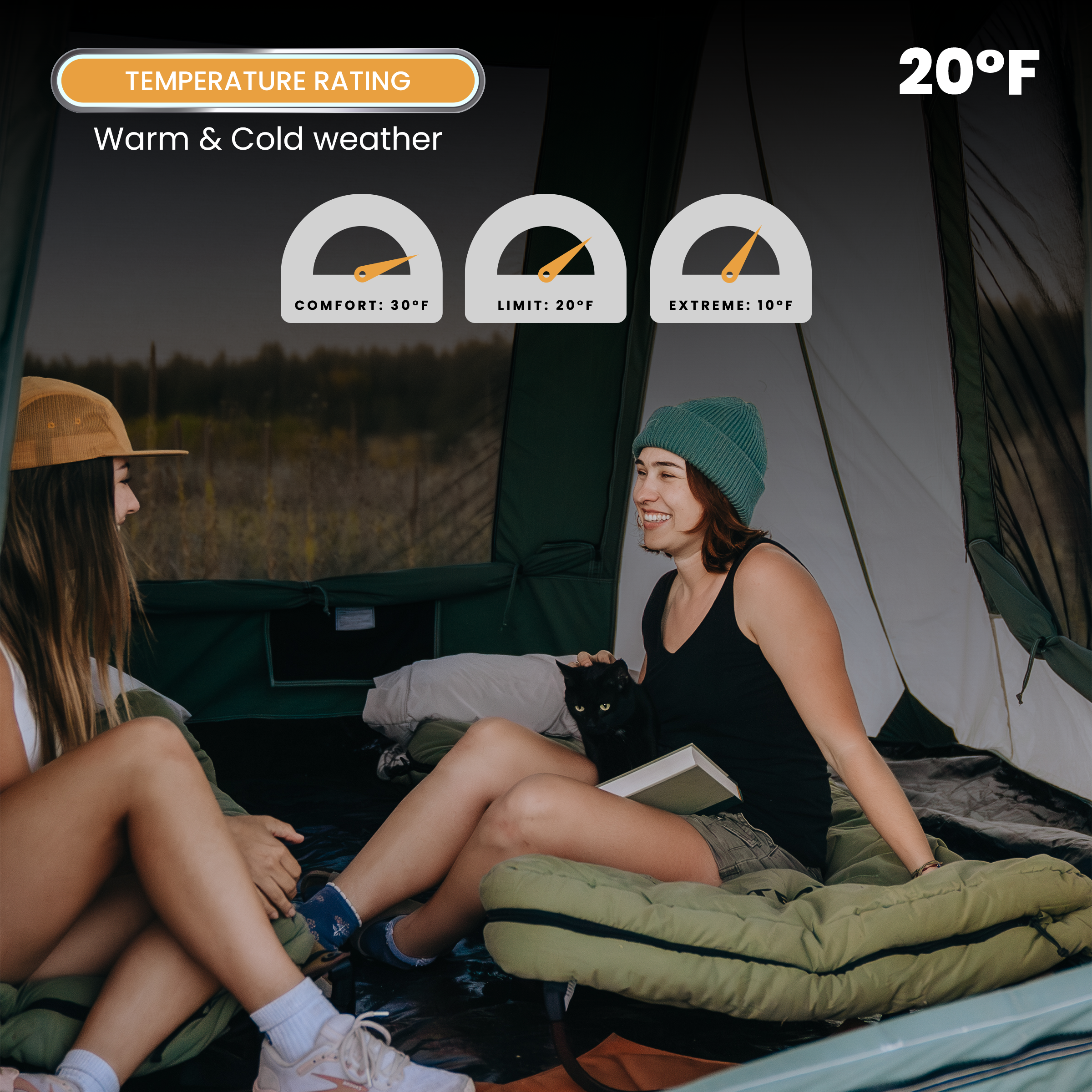 White Duck Outdoors Slumbernest™ sleeping bag rated for 20°F, insulated and lightweight for cold weather camping.