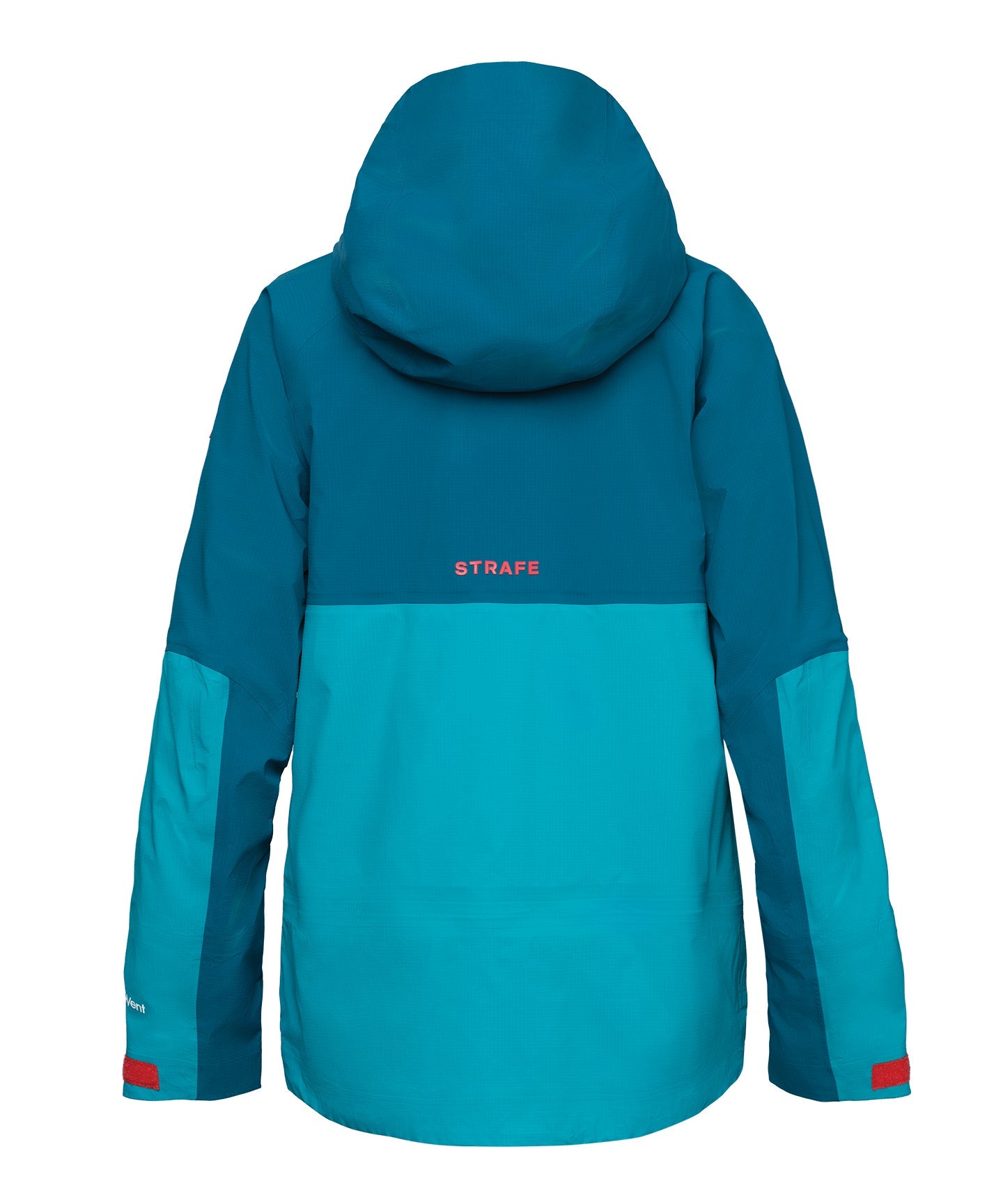 Dark teal Strafe Outerwear Meadow 3L shell jacket with adjustable hood and zippered pockets.
