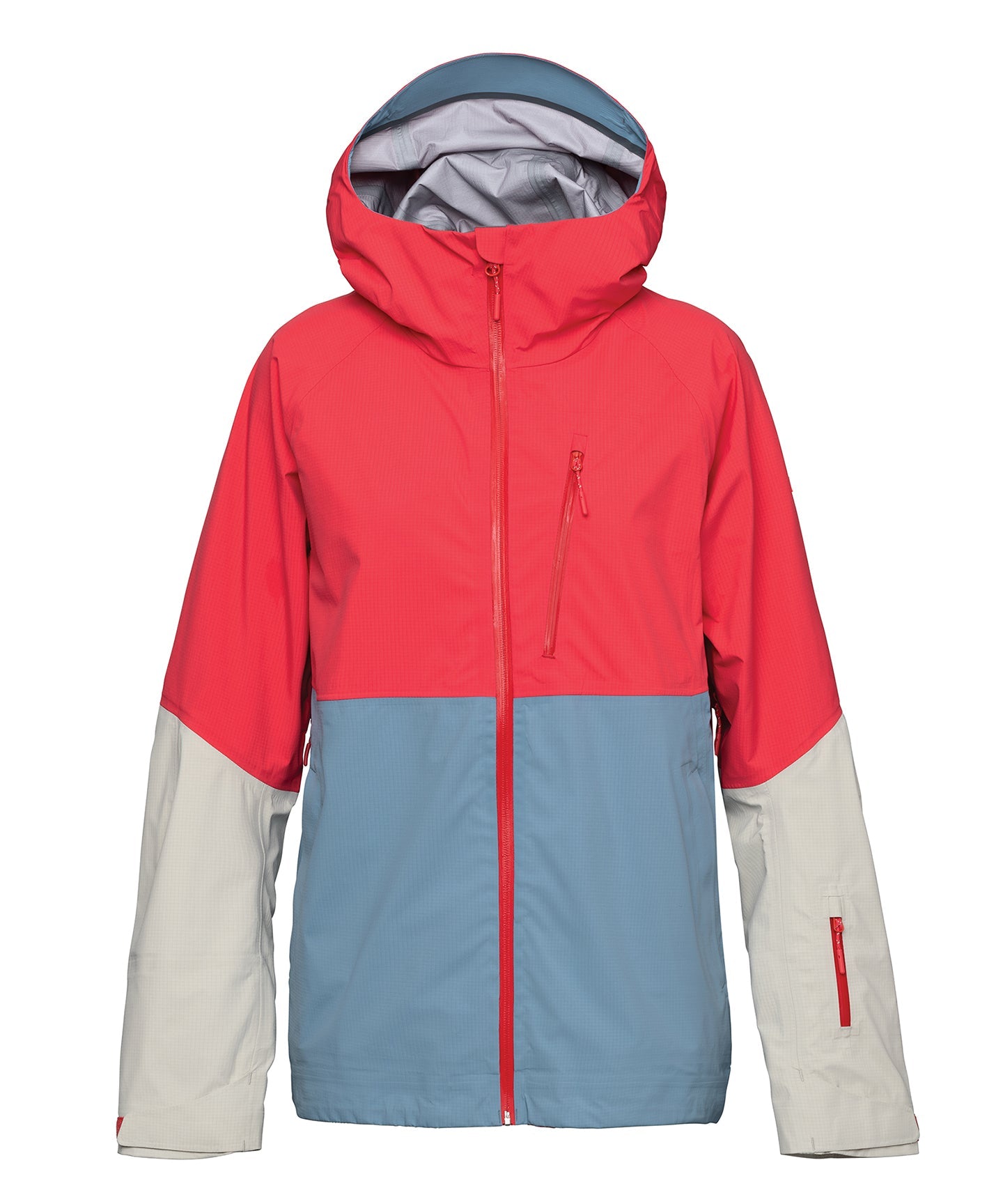 Strafe Outerwear Meadow 3L Shell Jacket in Hibiscus, showcasing waterproof fabric and adjustable hood.