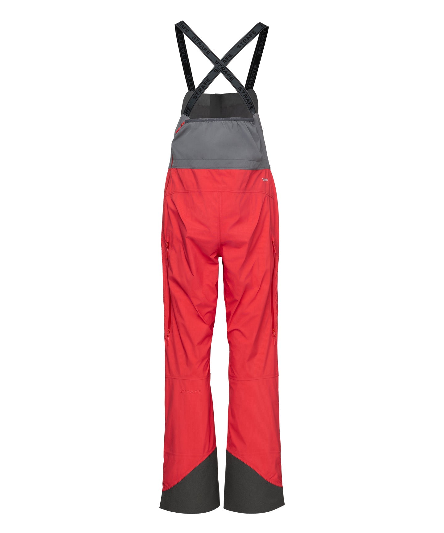 Strafe Outerwear Scarlett 3L Shell Bib pants in Hibiscus color, showcasing waterproof material and adjustable straps.