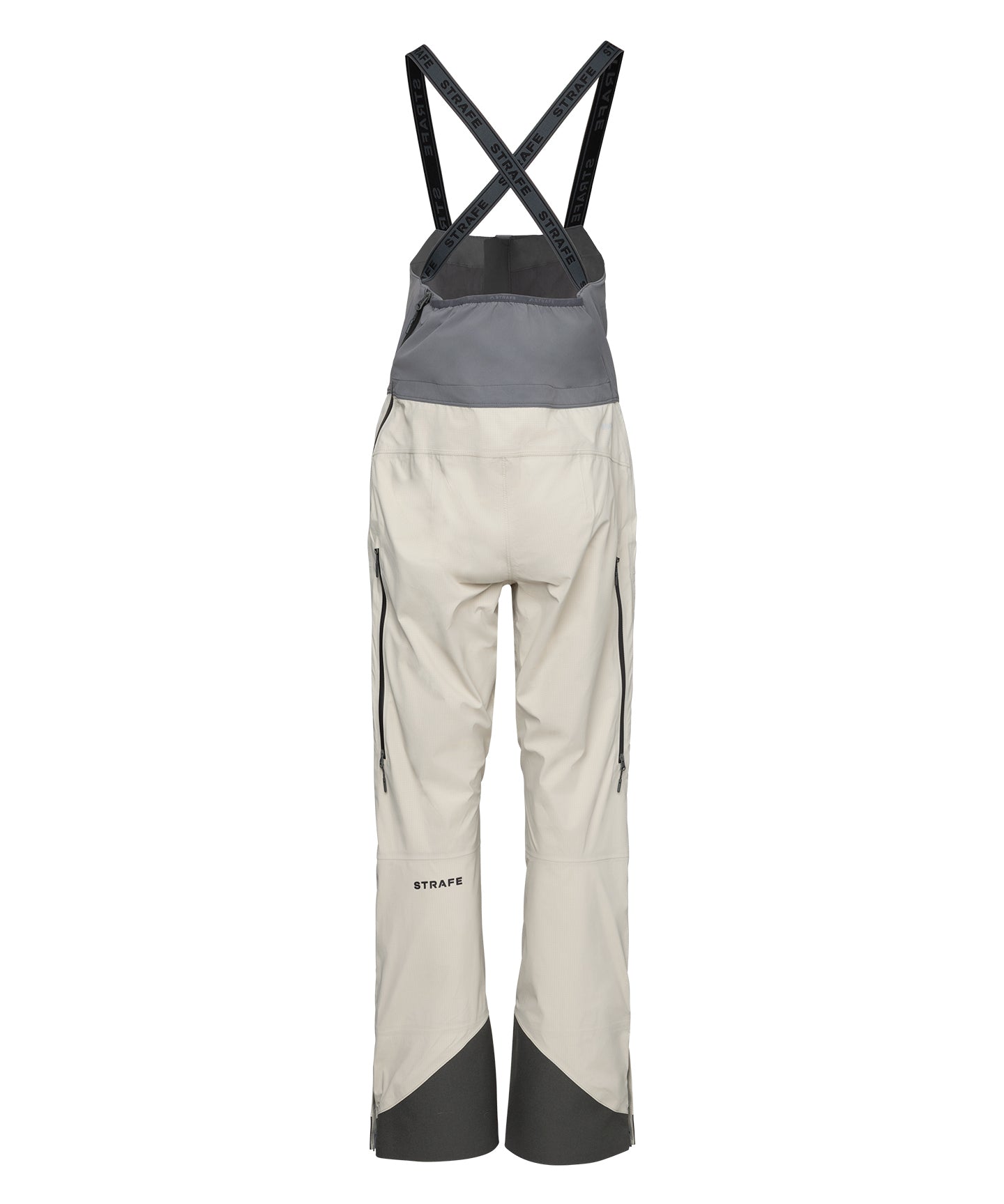 Light khaki Strafe Outerwear Scarlett 3L shell bib pants with adjustable straps and reinforced knees.