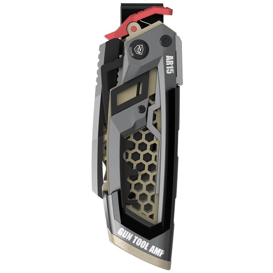 HCC Tactical Gun Tool Amp for AR15, cleaning and maintenance tool with multiple functions, designed for firearm care.