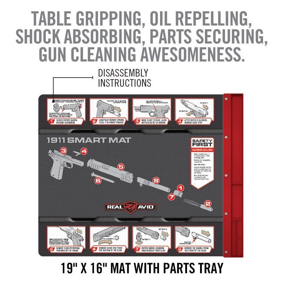 HCC Tactical 1911 Smart Mat for gun cleaning and maintenance, featuring a non-slip surface and firearm dimension guides.