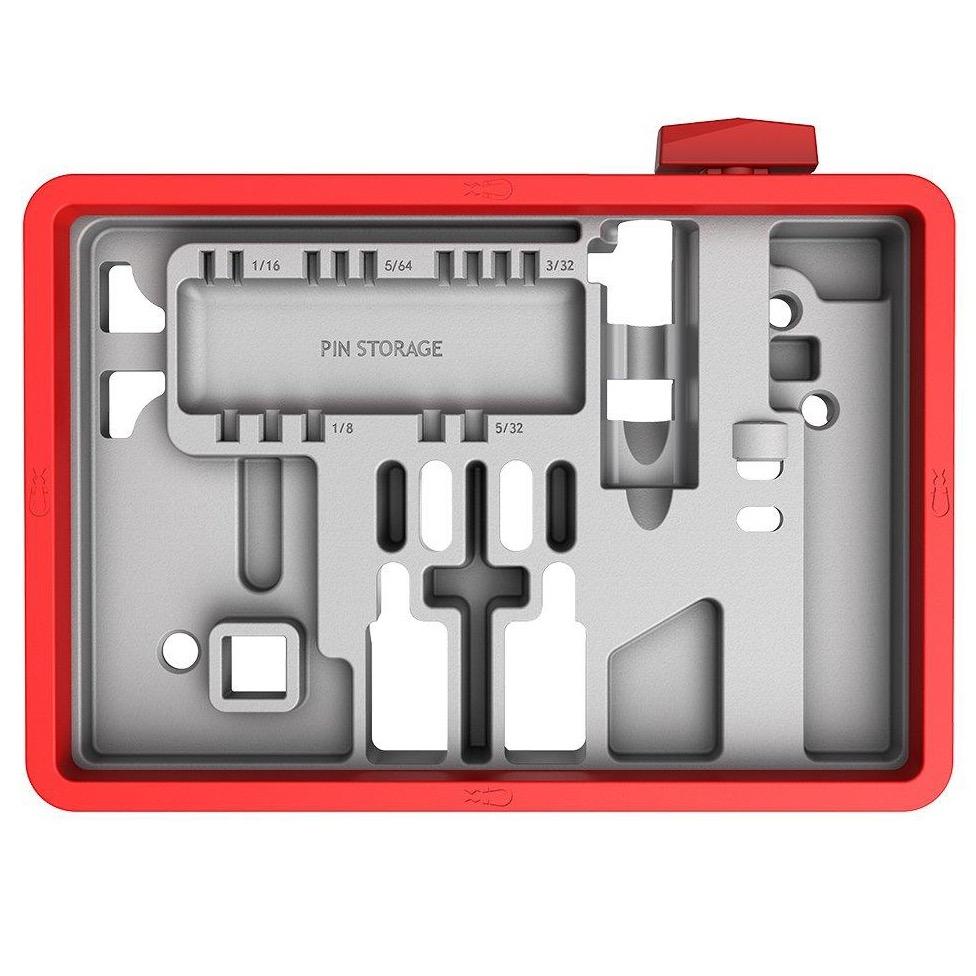 HCC Tactical AR15 Master Bench Block for cleaning and maintenance, showing a sturdy steel tool with multiple slots and holes.