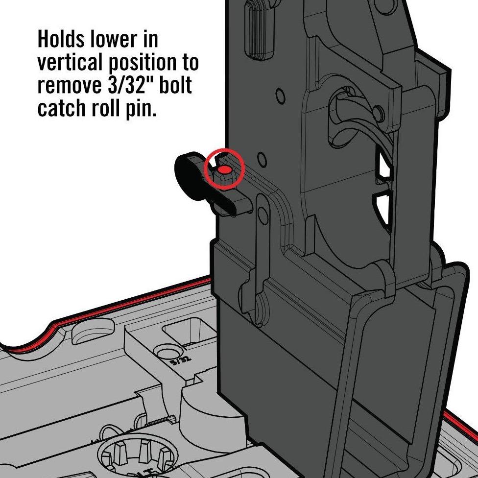 HCC Tactical AR15 Master Bench Block for firearm cleaning and maintenance, featuring durable construction and multiple function slots.