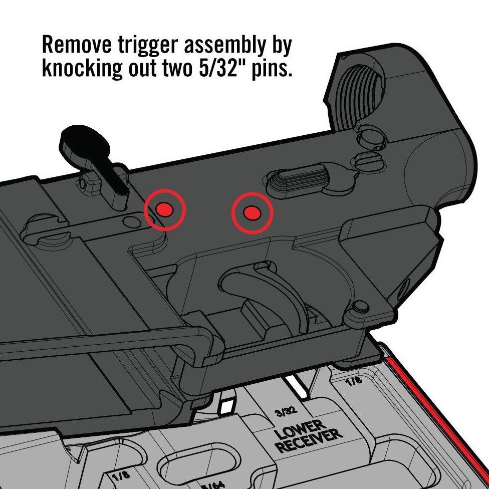HCC Tactical AR15 Master Bench Block used for cleaning and maintenance of AR15 rifles on a workbench.