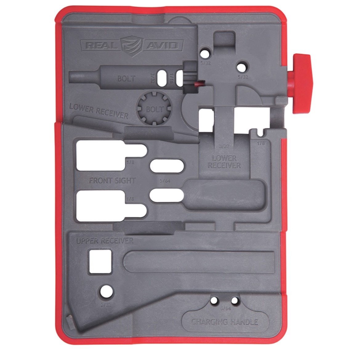 AR15 Master Bench Block by HCC Tactical for firearm cleaning and maintenance, shown on a workbench with tools and gun parts.