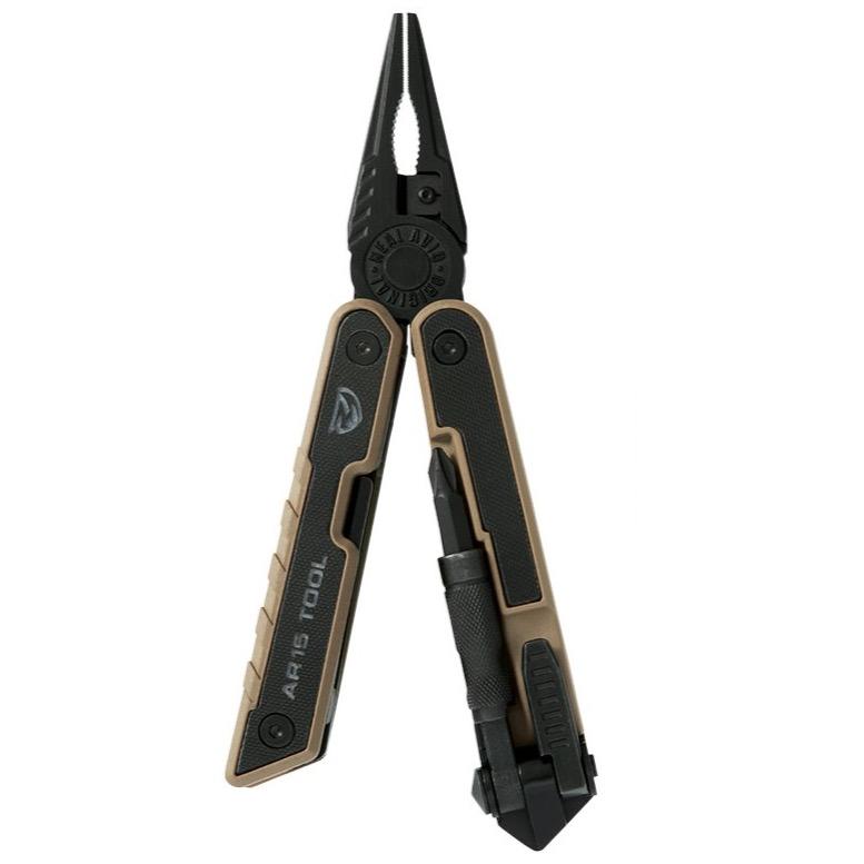 HCC Tactical AR15 Tool™ for cleaning and maintenance, featuring various tools and attachments displayed on a clean surface.