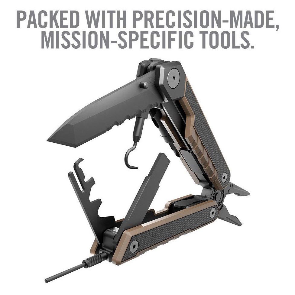 AR15 Tool™ by HCC Tactical, a compact cleaning and maintenance tool for AR-15 rifles, featuring various attachment options.