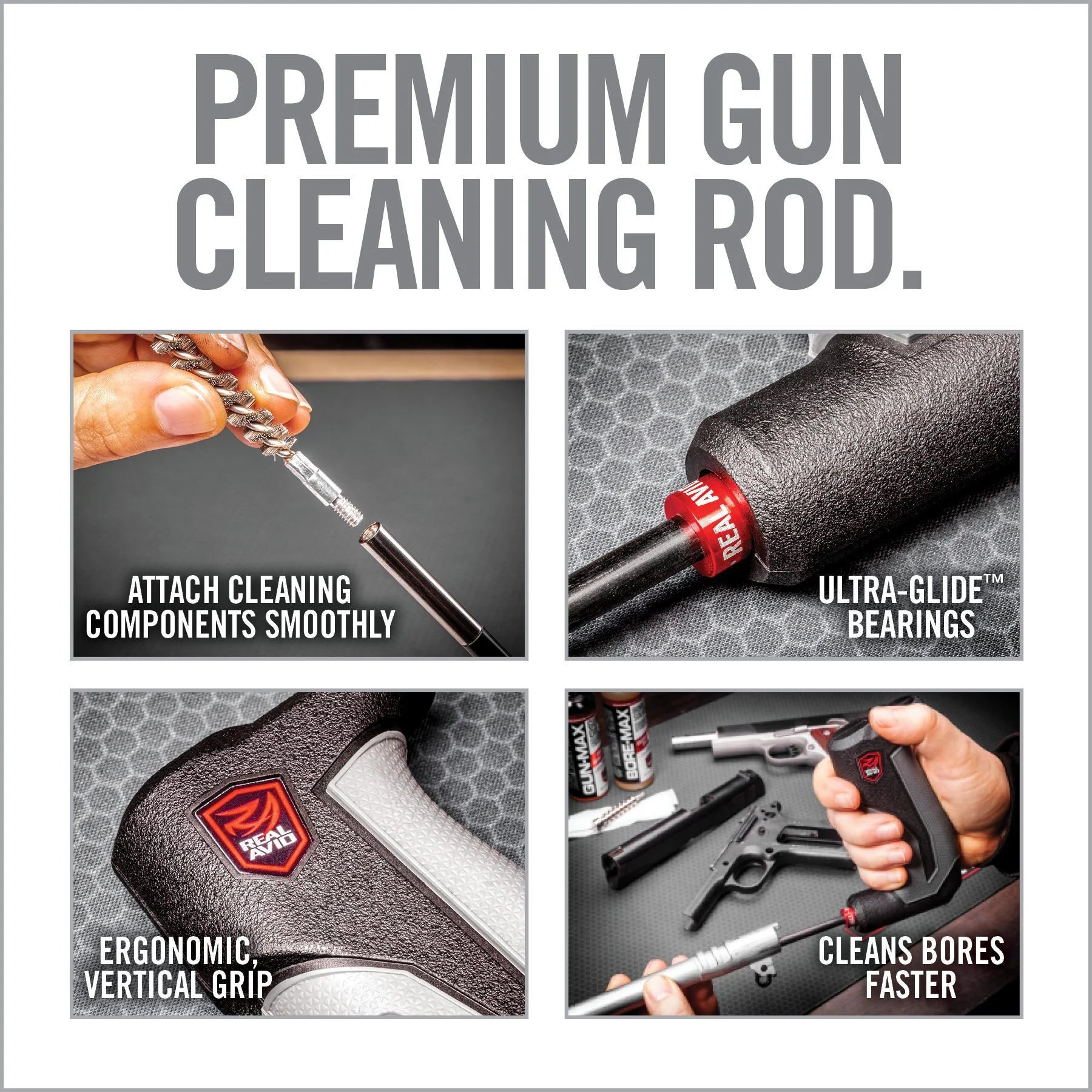 HCC Tactical Bore-Max Smart Rod handgun cleaning tool, 9-inch carbon fiber cleaning rod for firearm maintenance.