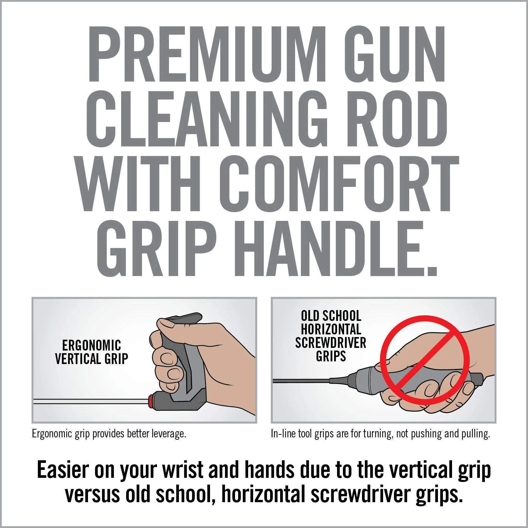 HCC Tactical Bore-Max Smart Rod handgun cleaning tool, 9-inch carbon fiber cleaning rod for firearm maintenance.