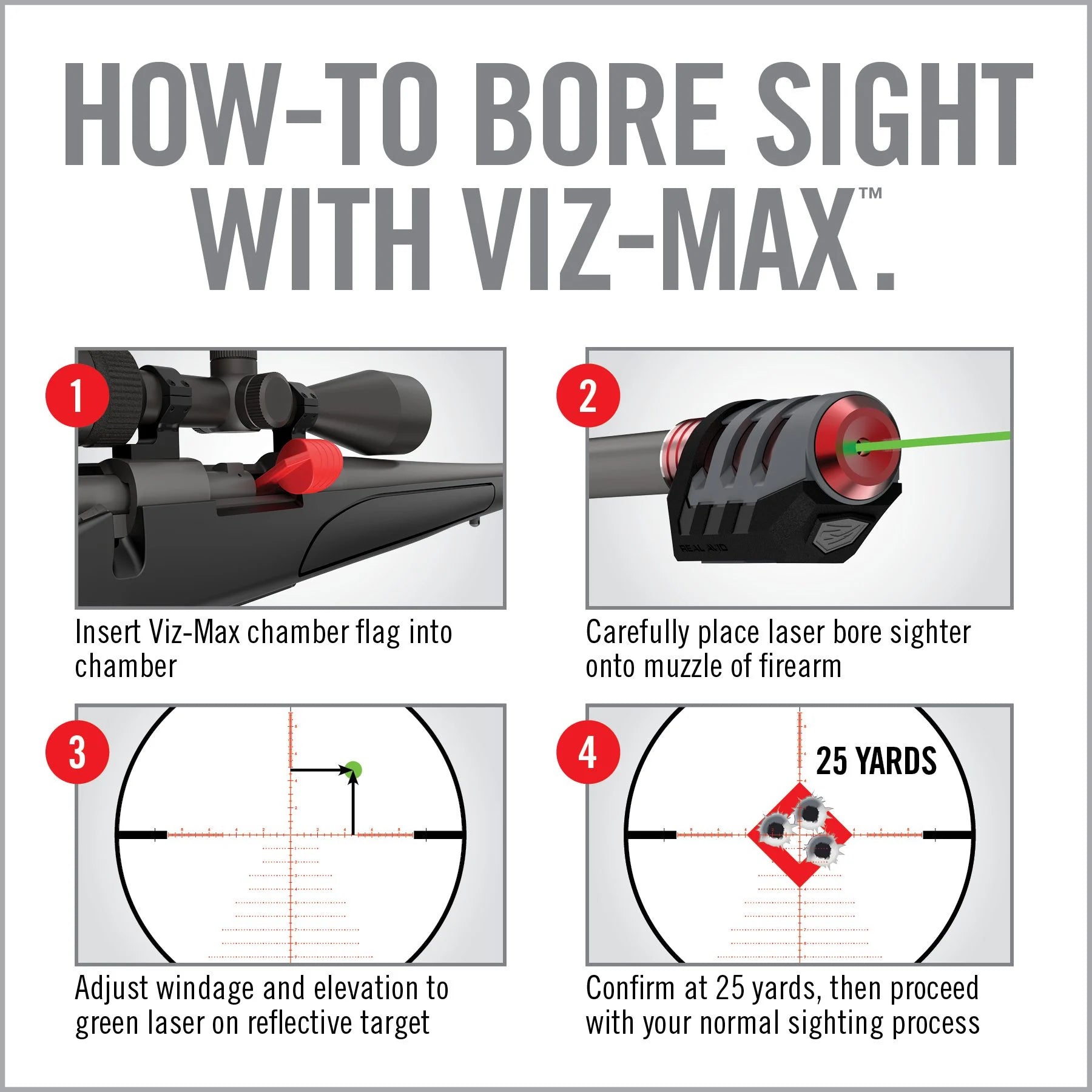 HCC Tactical Viz-Max Bore Sighter for precise firearm cleaning and maintenance, showcasing its sleek design and functionality.