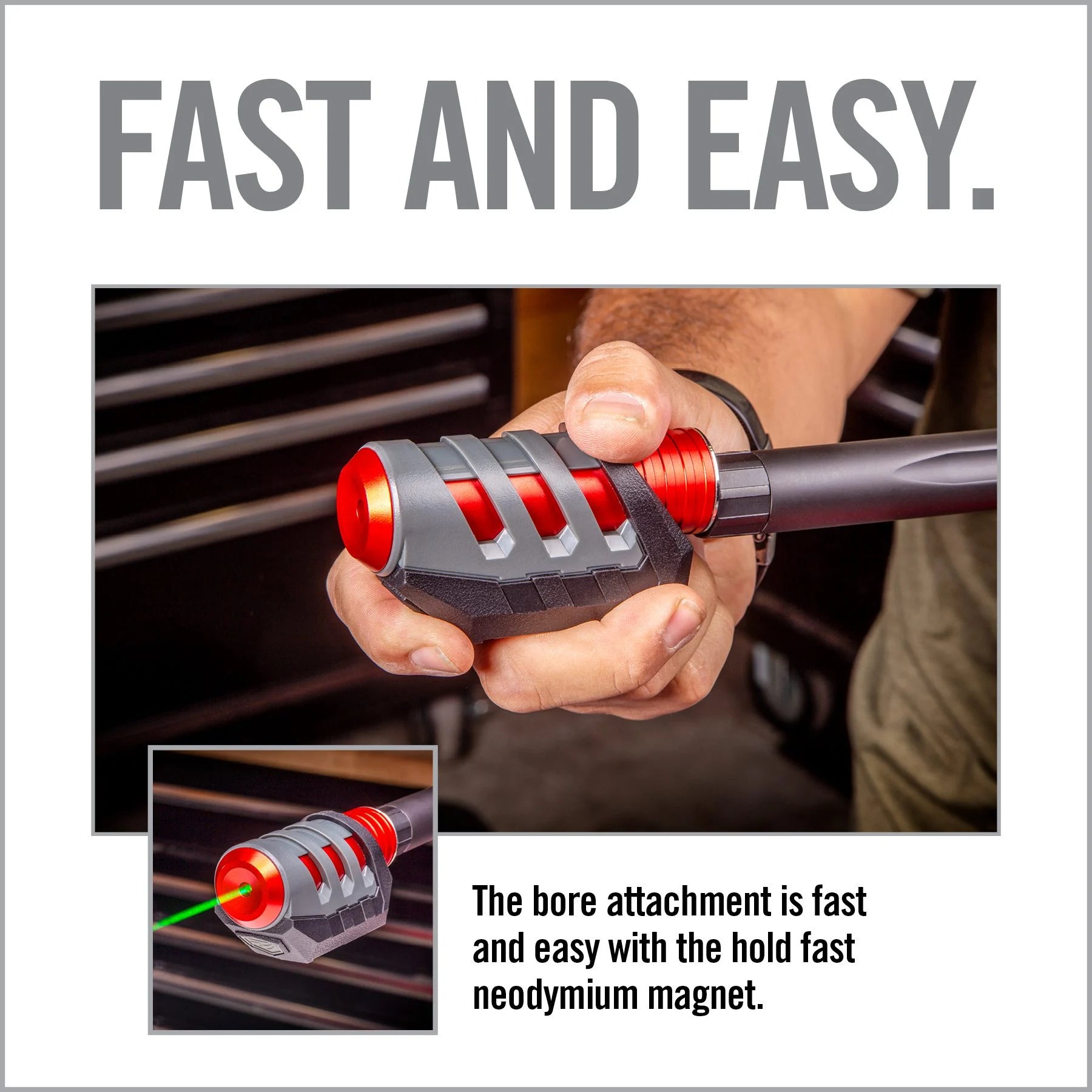 HCC Tactical Viz-Max Bore Sighter for firearm cleaning and maintenance, showcasing its sleek design and precision features.