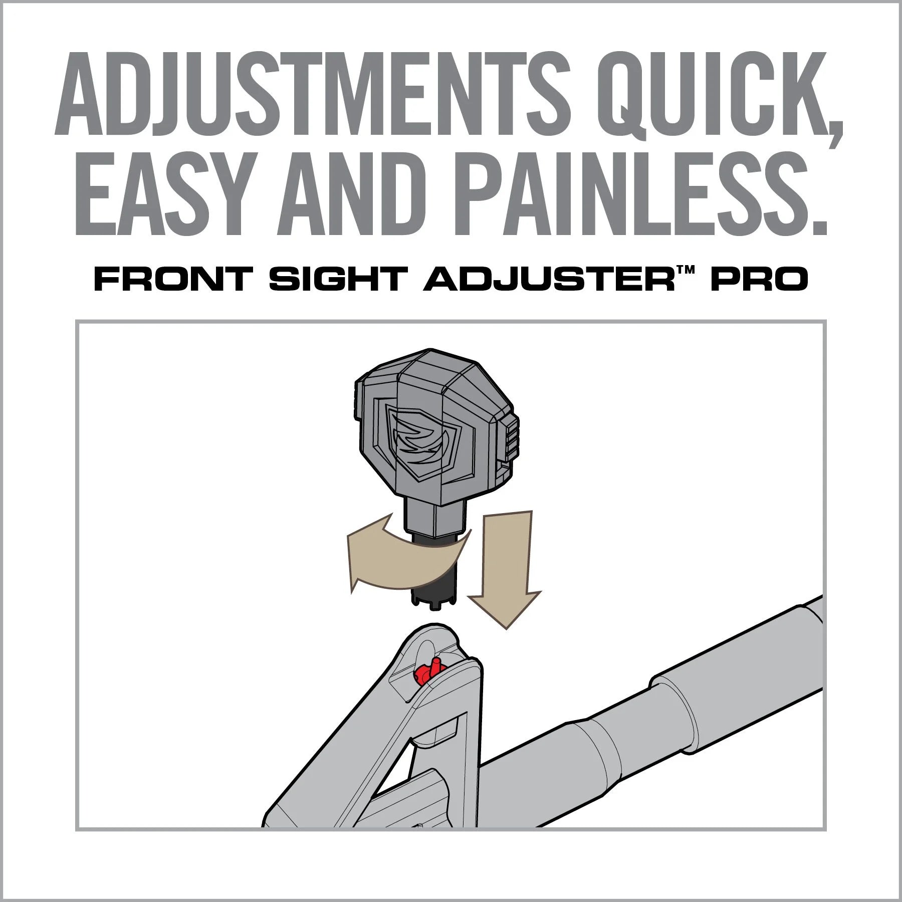 HCC Tactical Front Sight Adjuster Pro for precise firearm maintenance and cleaning, featuring a compact design.