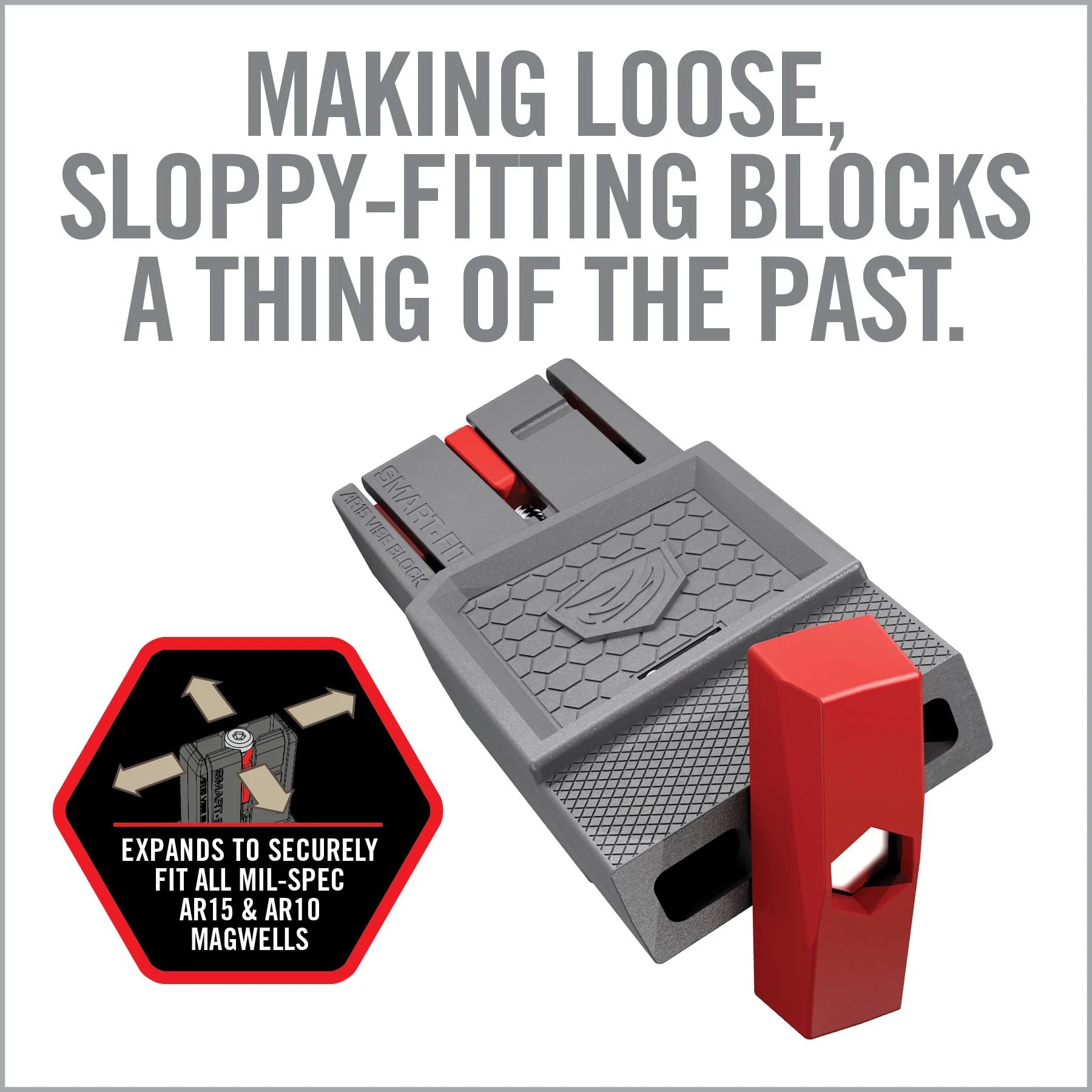 HCC Tactical Smart-Fit AR15 Vise Block with sleeve for AR10, designed for efficient cleaning and maintenance.
