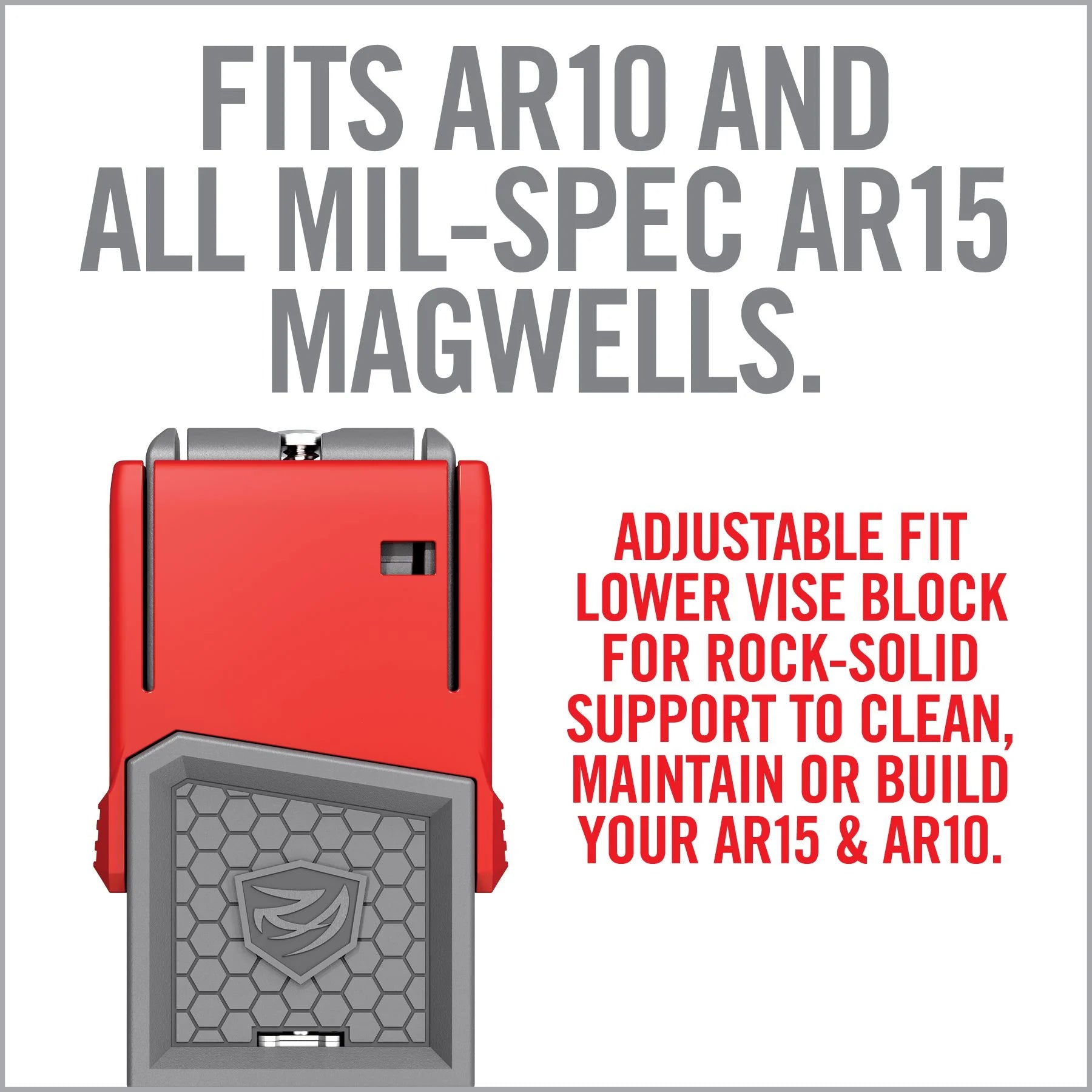 HCC Tactical Smart-Fit AR15 Vise Block with sleeve designed for AR10 cleaning and maintenance, showcasing its sturdy build.