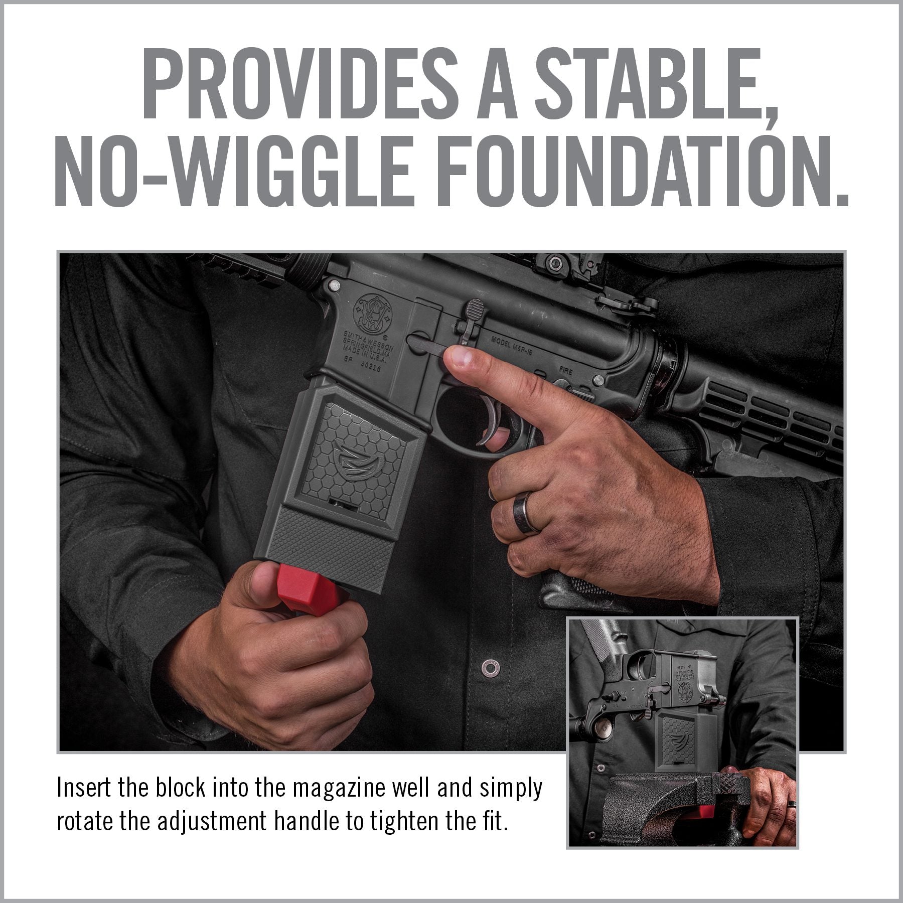 HCC Tactical Smart-Fit AR15 vise block with sleeve designed for AR10 cleaning and maintenance tasks.