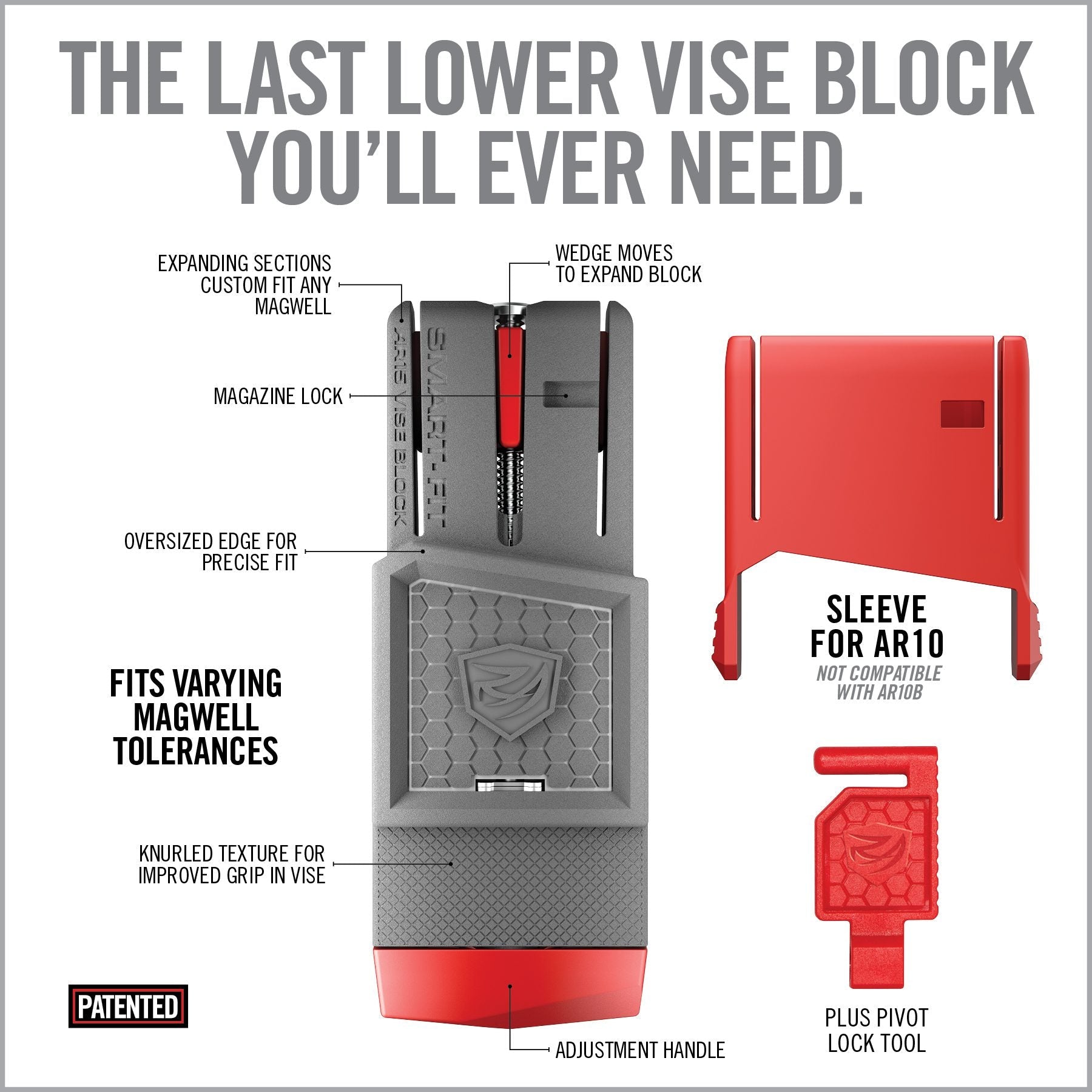 HCC Tactical Smart-Fit AR15 Vise Block with sleeve designed for cleaning and maintenance of AR10 rifles.