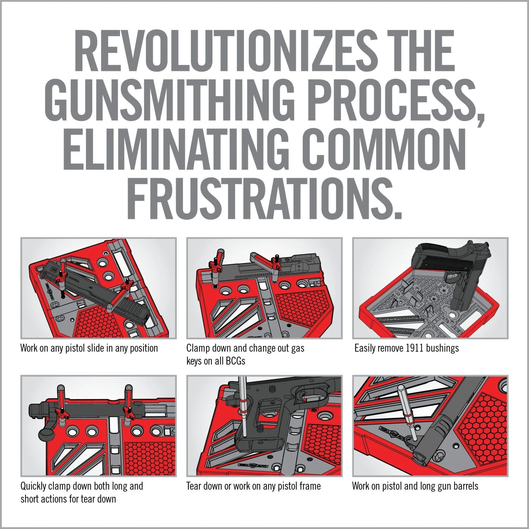 HCC Tactical Master Bench Block® Pro for cleaning and maintenance, featuring a sturdy design and multiple tool slots.