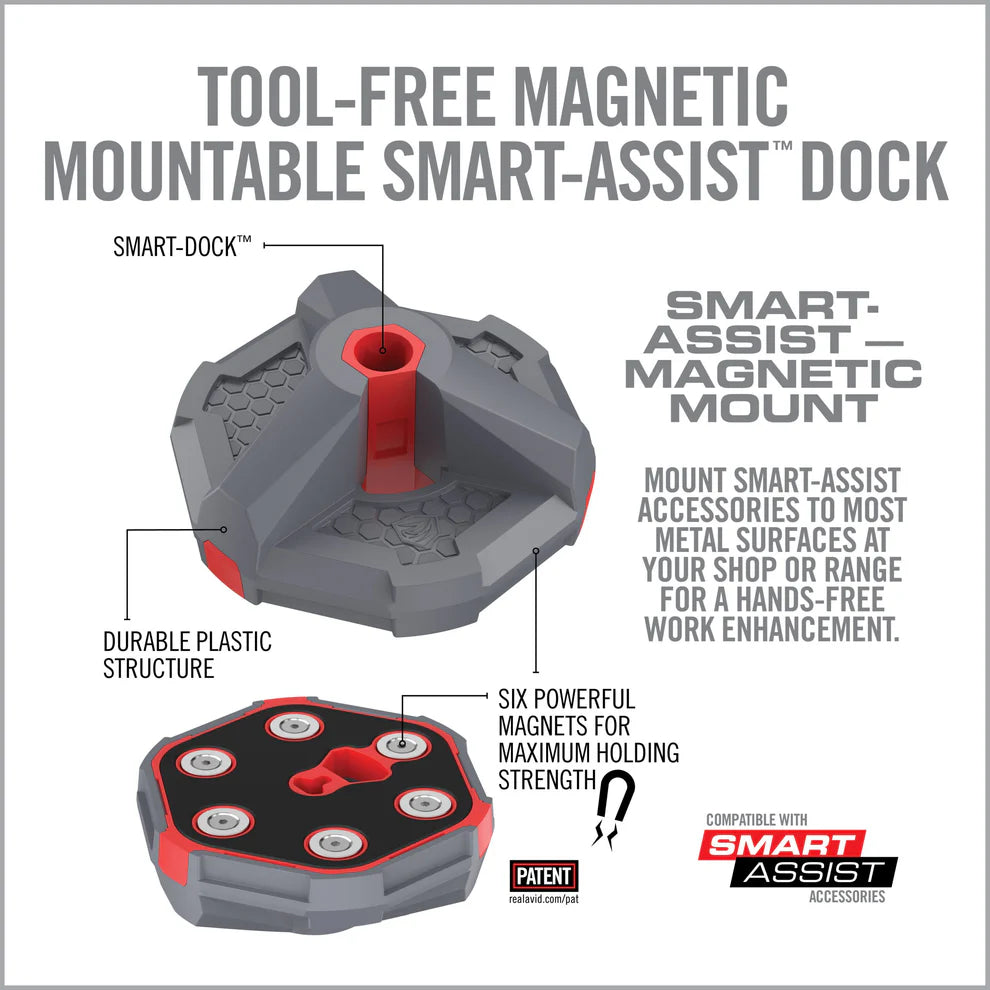 HCC Tactical Smart-Assist magnetic mount for cleaning and maintenance, shown attached to a surface with a sleek black design.