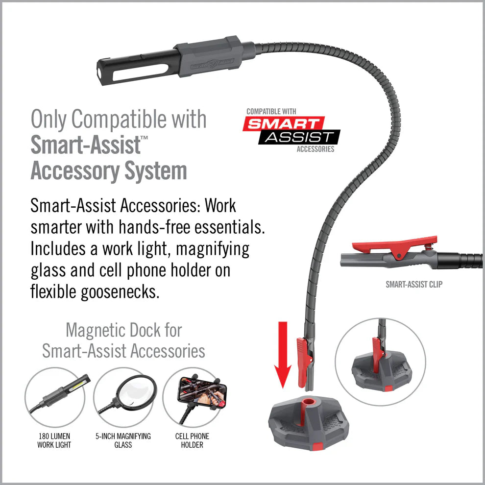HCC Tactical Smart-Assist magnetic mount for cleaning and maintenance, showing the compact device attached to a metal surface.