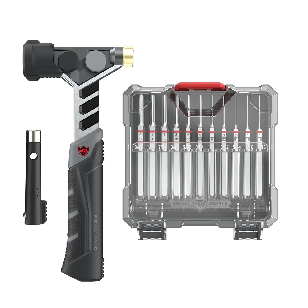 HCC Tactical Armorer’s Master Hammer and Accu-Punch 11-Piece Standard Pin Punch Set for firearm maintenance and cleaning.