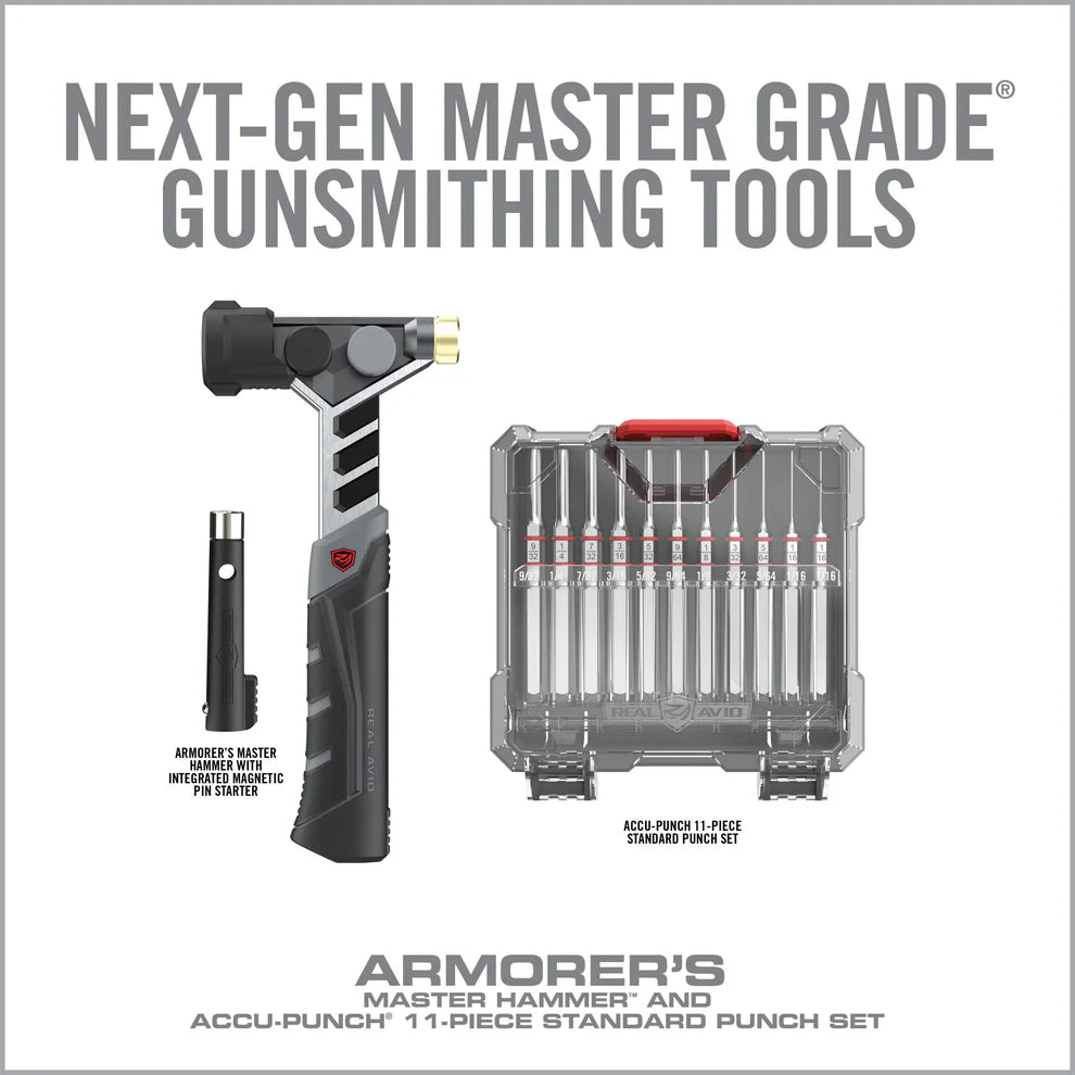 HCC Tactical Armorer’s Master Hammer and 11-piece Accu-Punch pin punch set for firearm maintenance and cleaning.