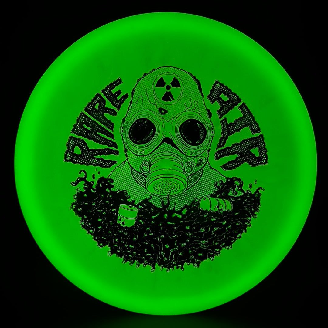 Rare Air Discs Lunar Recon Mortar F2 disc golf disc with Radioactive Man stamp in vibrant colors.