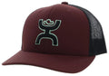 Maroon and black HOOey Sterling trucker cap with mesh back and curved brim, casual headwear for outdoor and everyday style.