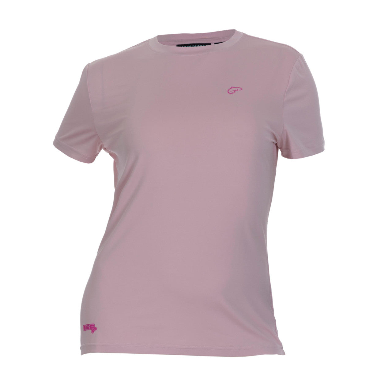 Fitted short sleeve shirt by DSG OUTERWEAR with UPF 50+ sun protection, shown in a close-up of the fabric and fit.